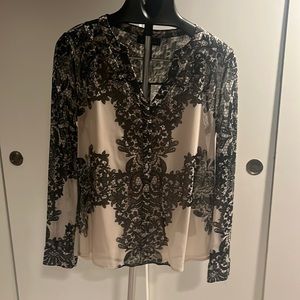 INC Black/Cream Blouse Large